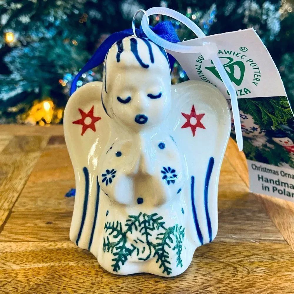 NWT Boleslawiec Polish Pottery Angel Christmas Ornament